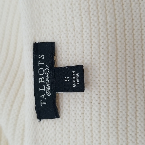 Talbots SZ Small Sweater Cream Horizontal Knit Raglan Sleeve Classic - Picture 6 of 7